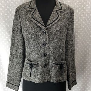 Vintage Grey & Black Blazer Skirt Set
